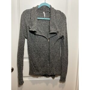 Aeropostale Women's Grey Knit Zip Up Cardigan Sweater Small‎ Collared Grunge